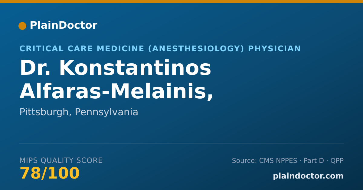 Shareable card for Konstantinos Alfaras-Melainis, M.D., M.SC - Critical Care Medicine (Anesthesiology) Physician, Pittsburgh, PA