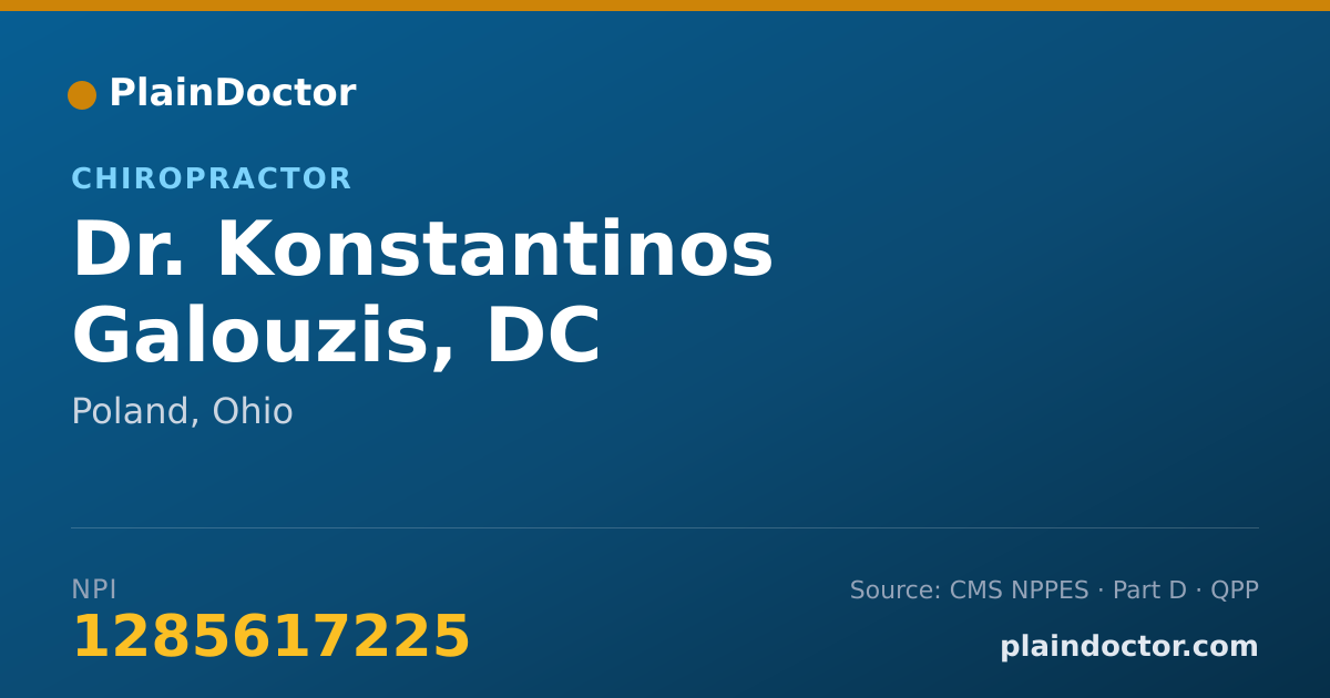 Shareable card for Konstantinos Galouzis, DC - Chiropractor, Poland, OH