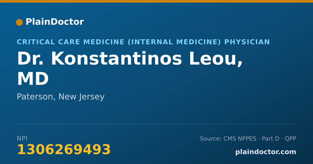 Shareable card for Konstantinos Leou, MD - Critical Care Medicine (Internal Medicine) Physician, Paterson, NJ