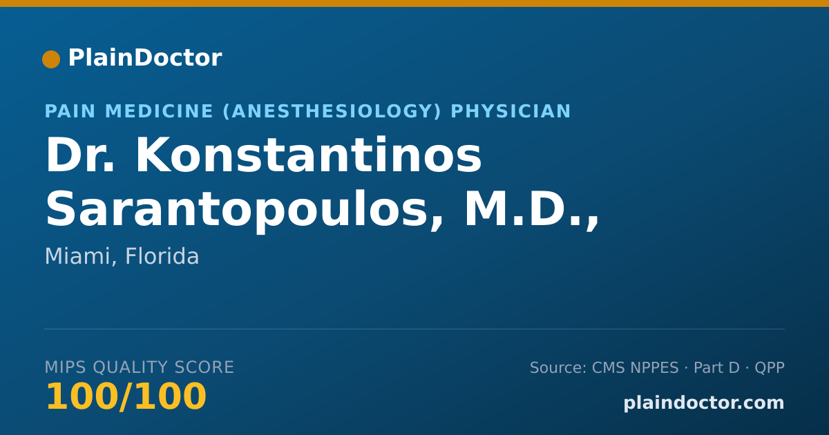 Shareable card for Konstantinos Sarantopoulos, M.D., PH.D. - Pain Medicine (Anesthesiology) Physician, Miami, FL