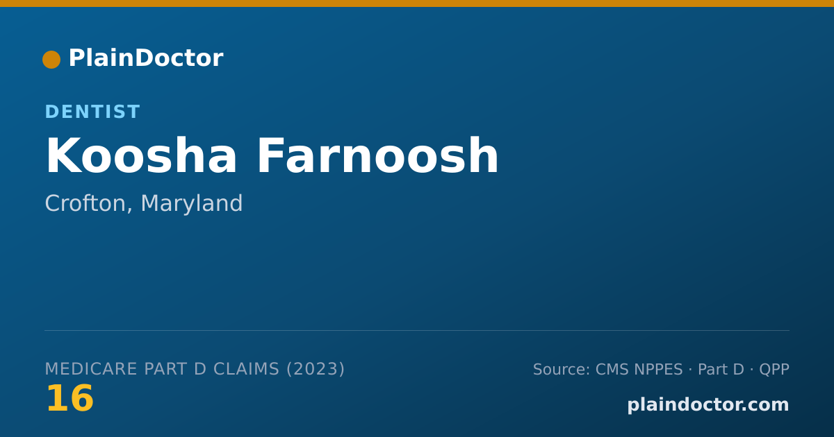 Shareable card for Koosha Farnoosh - Dentist, Crofton, MD