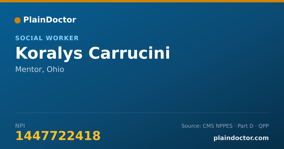 Shareable card for Koralys Carrucini - Social Worker, Mentor, OH