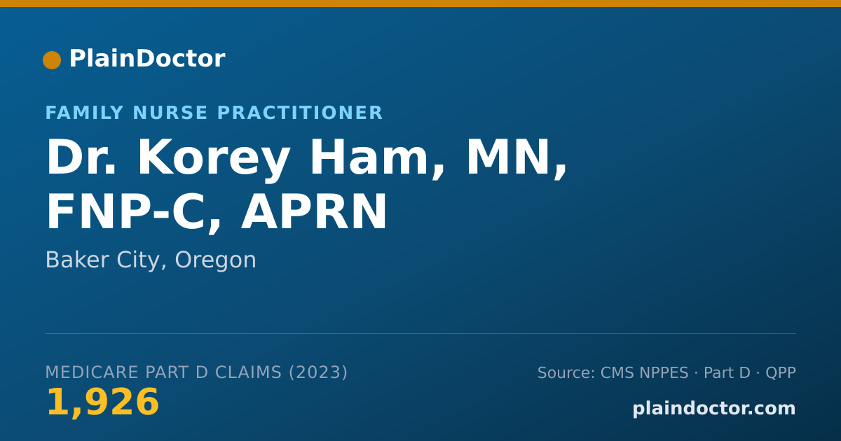 Shareable card for Korey Ham, MN, FNP-C, APRN - Family Nurse Practitioner, Baker City, OR
