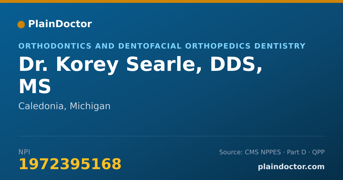 Shareable card for Korey Searle, DDS, MS - Orthodontics and Dentofacial Orthopedics Dentistry, Caledonia, MI