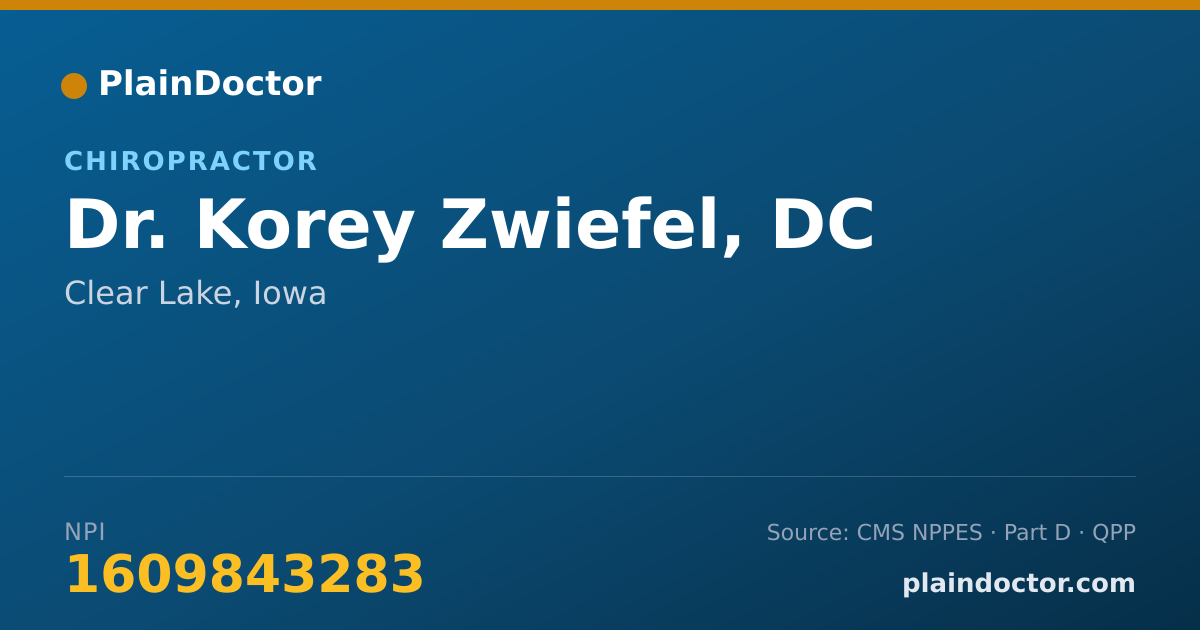 Shareable card for Korey Zwiefel, DC - Chiropractor, Clear Lake, IA
