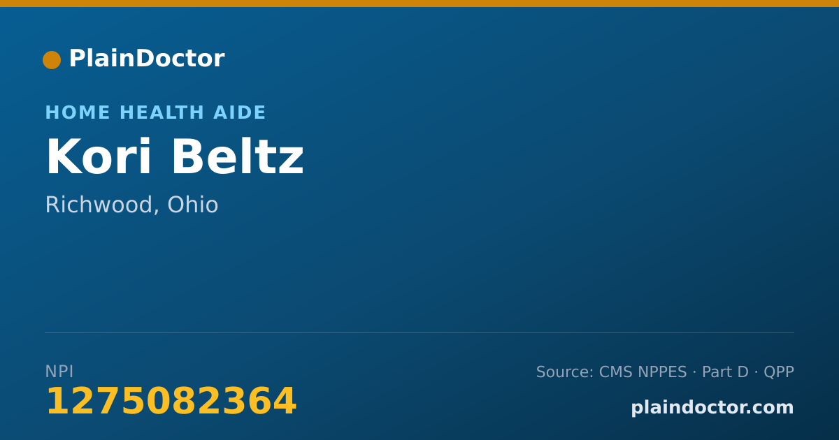 Shareable card for Kori Beltz - Home Health Aide, Richwood, OH