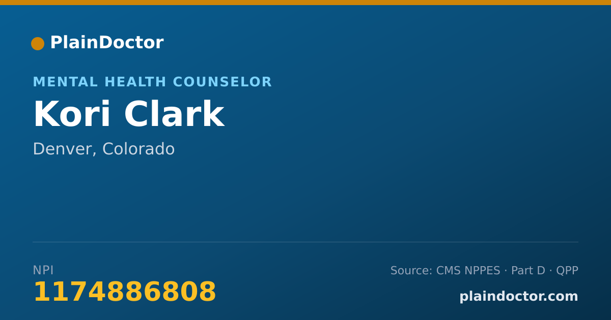 Shareable card for Kori Clark - Mental Health Counselor, Denver, CO