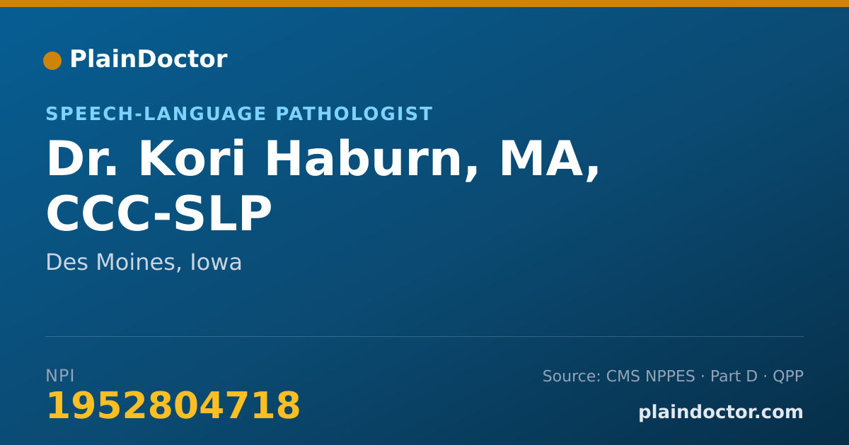 Shareable card for Kori Haburn, MA, CCC-SLP - Speech-Language Pathologist, Des Moines, IA