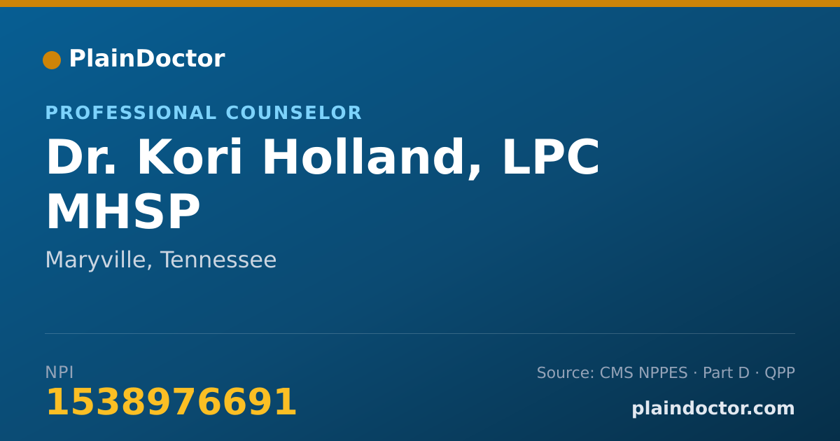 Shareable card for Kori Holland, LPC MHSP - Professional Counselor, Maryville, TN