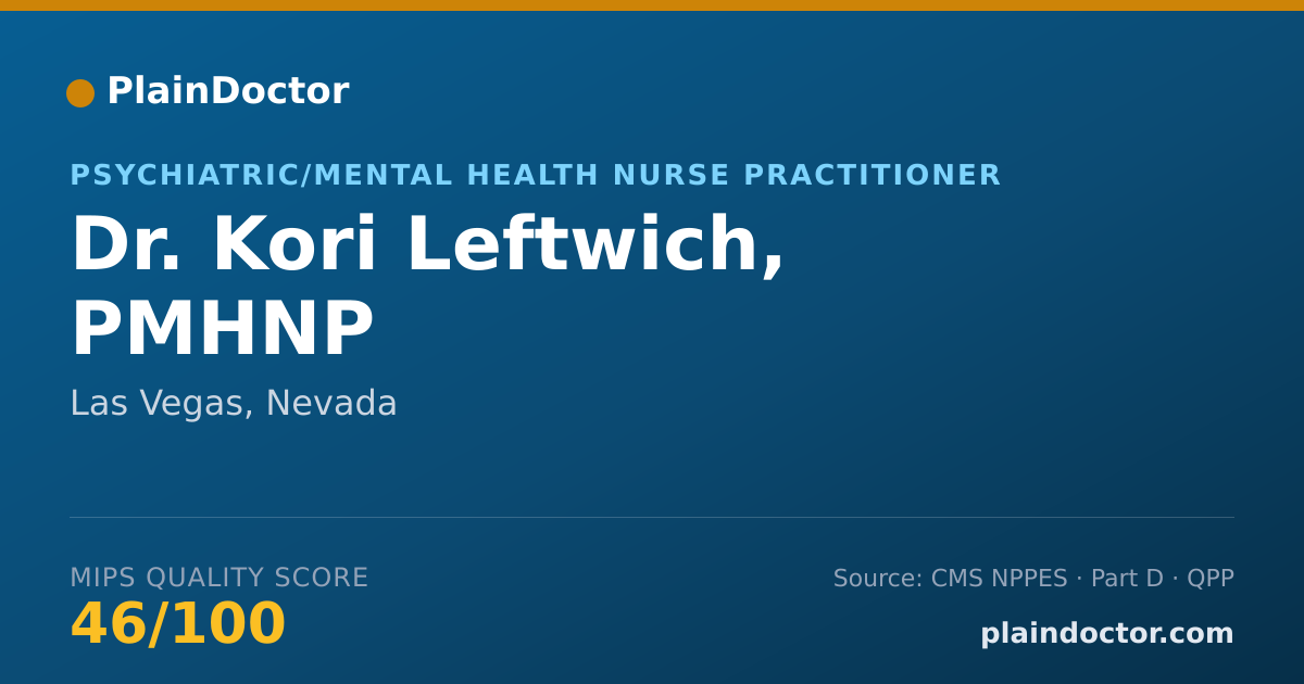 Shareable card for Kori Leftwich, PMHNP - Psychiatric/Mental Health Nurse Practitioner, Las Vegas, NV