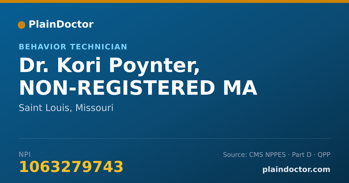 Shareable card for Kori Poynter, NON-REGISTERED MA - Behavior Technician, Saint Louis, MO