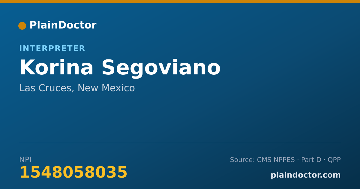 Shareable card for Korina Segoviano - Interpreter, Las Cruces, NM