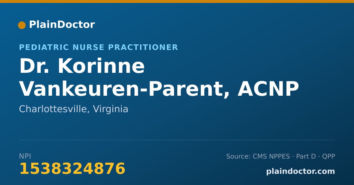Shareable card for Korinne Vankeuren-Parent, ACNP - Pediatric Nurse Practitioner, Charlottesville, VA