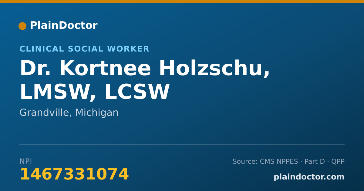 Shareable card for Kortnee Holzschu, LMSW, LCSW - Clinical Social Worker, Grandville, MI