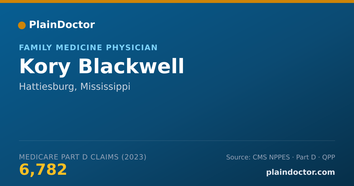 Shareable card for Kory Blackwell - Family Medicine Physician, Hattiesburg, MS
