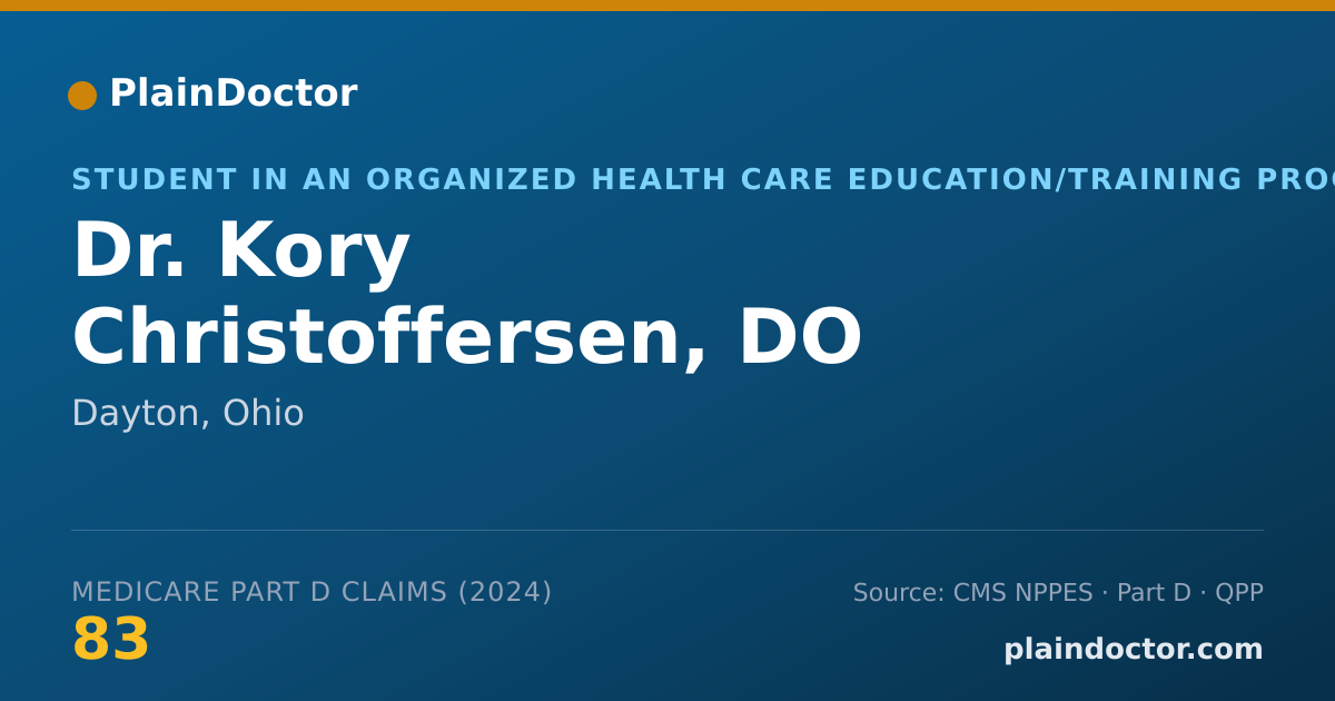 Shareable card for Kory Christoffersen, DO - Student in an Organized Health Care Education/Training Program, Dayton, OH