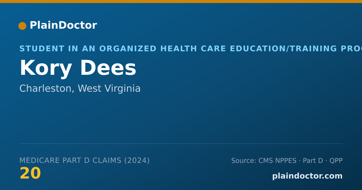 Shareable card for Kory Dees - Student in an Organized Health Care Education/Training Program, Charleston, WV