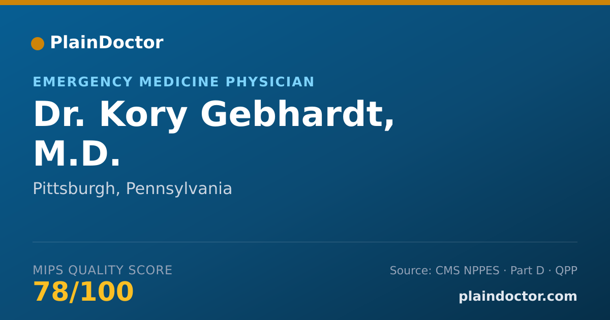 Shareable card for Kory Gebhardt, M.D. - Emergency Medicine Physician, Pittsburgh, PA