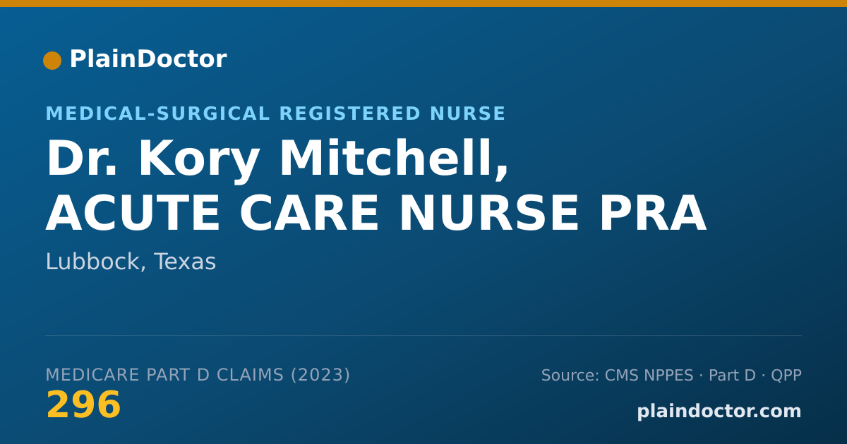 Shareable card for Kory Mitchell, ACUTE CARE NURSE PRA - Medical-Surgical Registered Nurse, Lubbock, TX