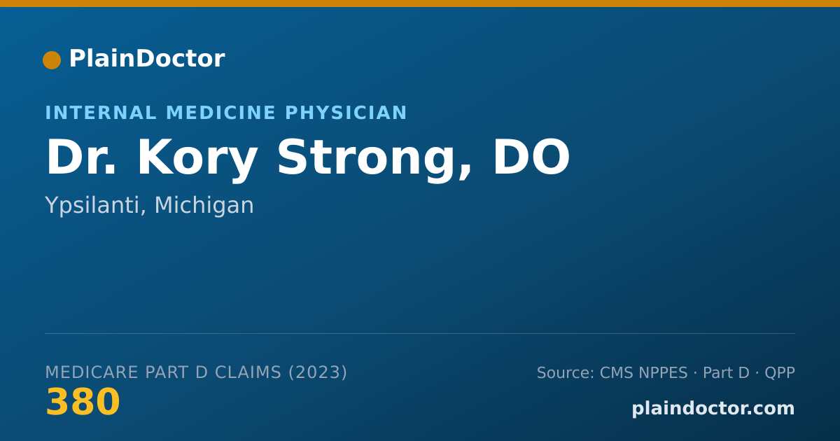 Shareable card for Kory Strong, DO - Internal Medicine Physician, Ypsilanti, MI