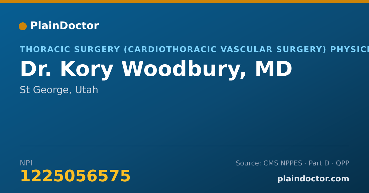 Shareable card for Kory Woodbury, MD - Thoracic Surgery (Cardiothoracic Vascular Surgery) Physician, St George, UT