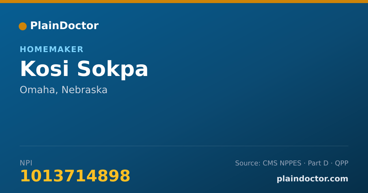 Shareable card for Kosi Sokpa - Homemaker, Omaha, NE