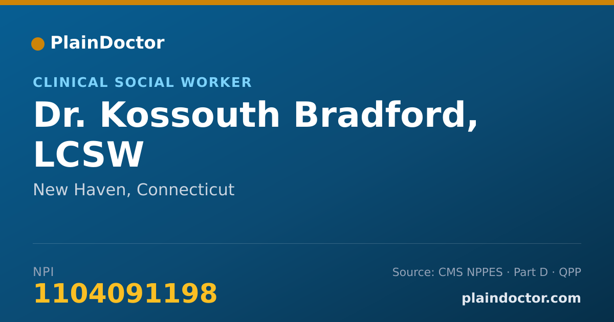 Shareable card for Kossouth Bradford, LCSW - Clinical Social Worker, New Haven, CT