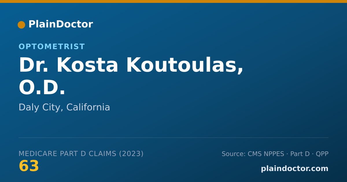 Shareable card for Kosta Koutoulas, O.D. - Optometrist, Daly City, CA