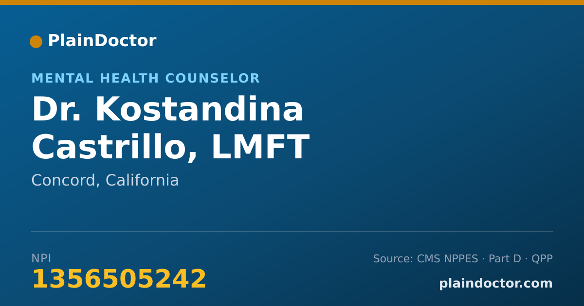 Shareable card for Kostandina Castrillo, LMFT - Mental Health Counselor, Concord, CA