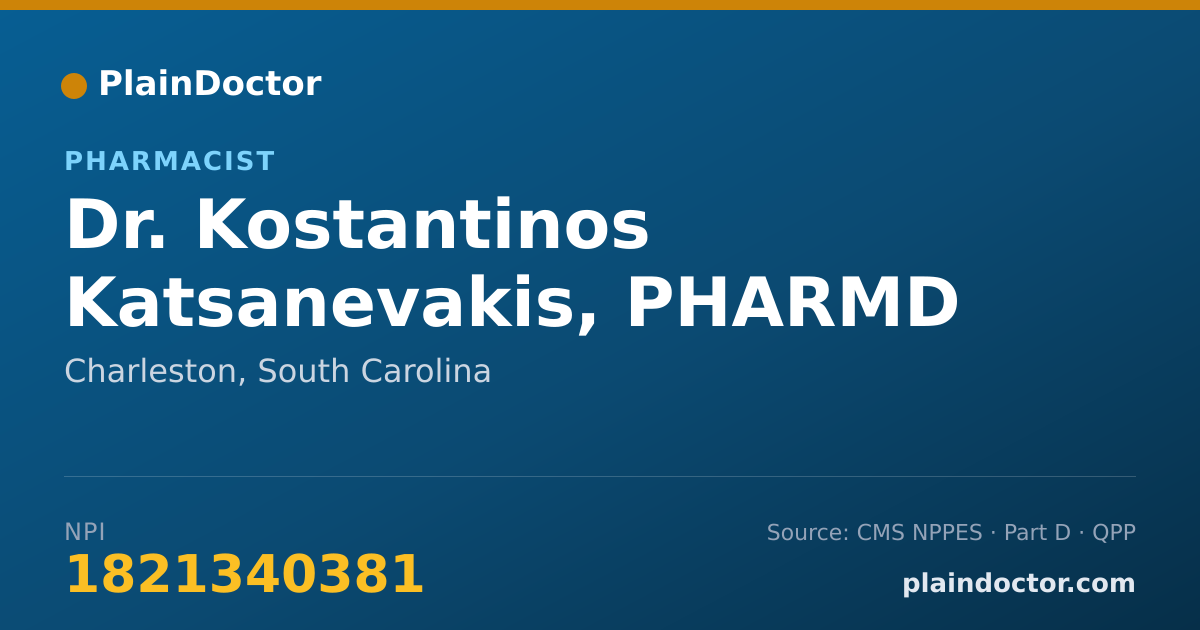 Shareable card for Kostantinos Katsanevakis, PHARMD - Pharmacist, Charleston, SC