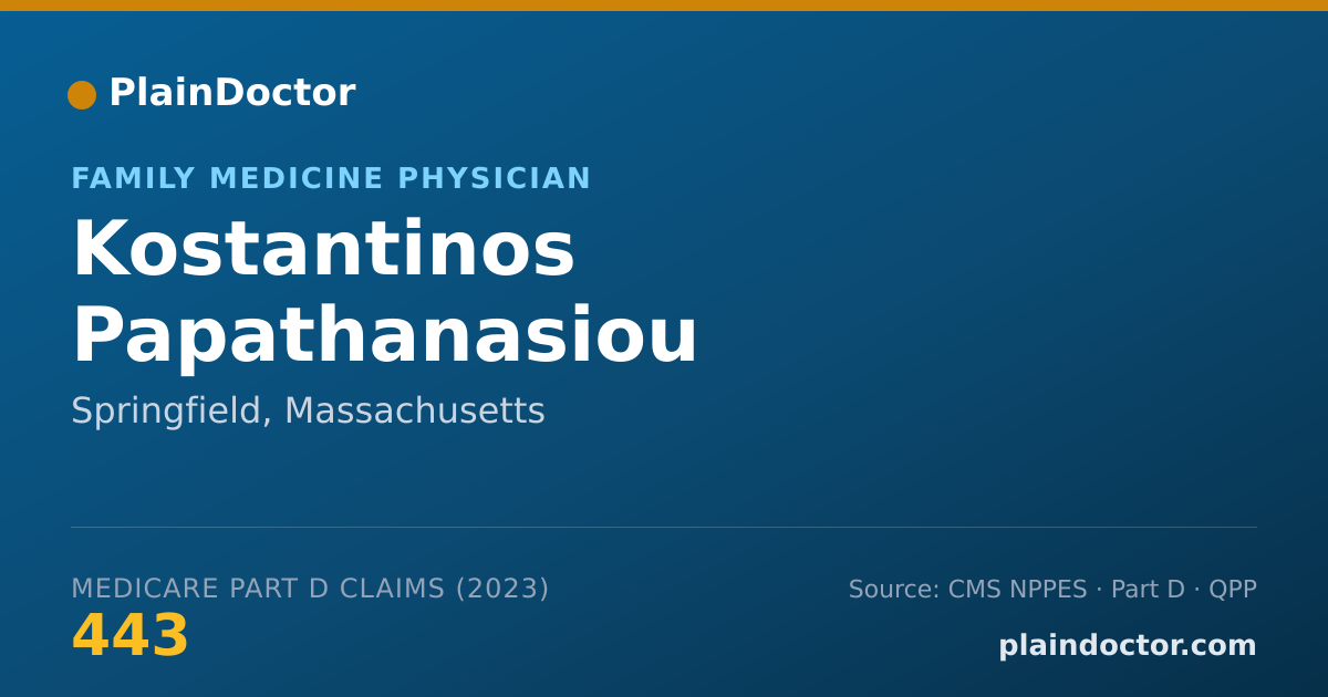 Shareable card for Kostantinos Papathanasiou - Family Medicine Physician, Springfield, MA