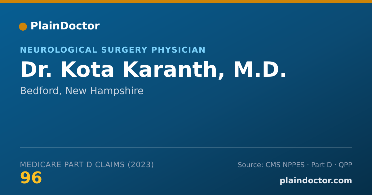 Shareable card for Kota Karanth, M.D. - Neurological Surgery Physician, Bedford, NH
