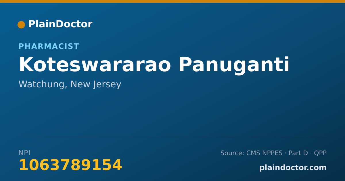 Shareable card for Koteswararao Panuganti - Pharmacist, Watchung, NJ