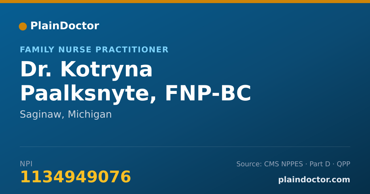 Shareable card for Kotryna Paalksnyte, FNP-BC - Family Nurse Practitioner, Saginaw, MI
