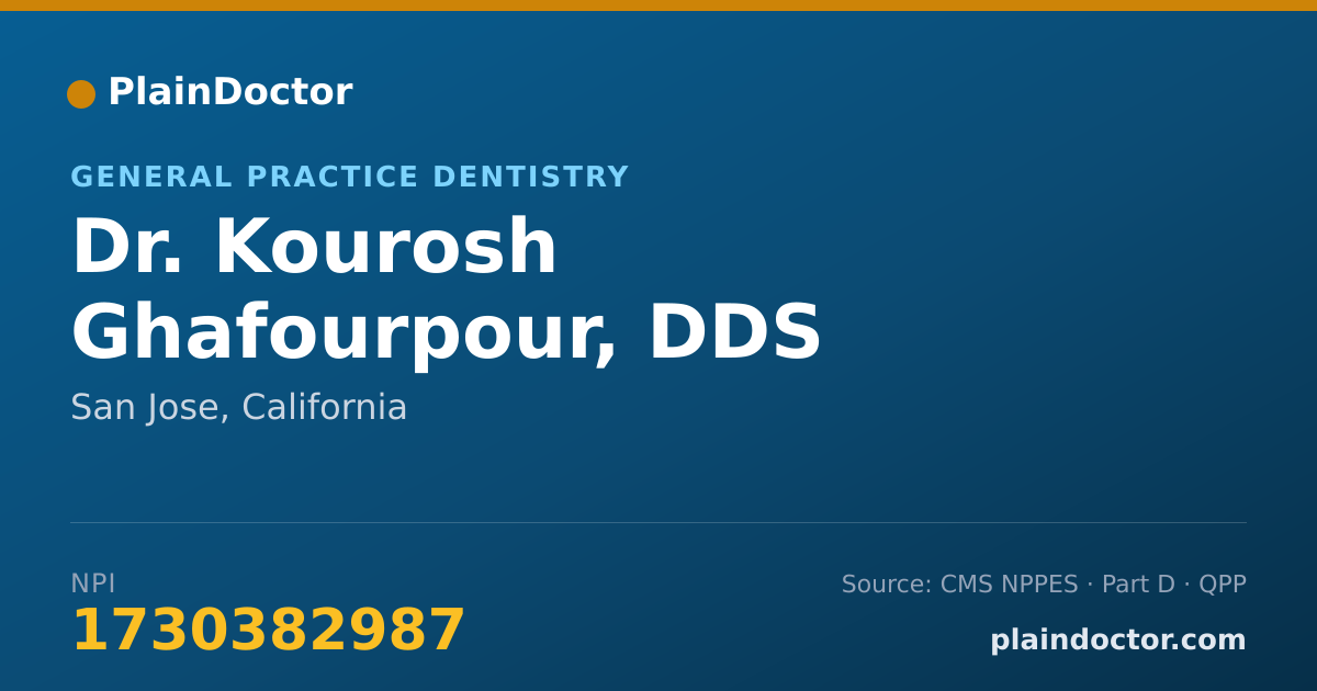 Shareable card for Kourosh Ghafourpour, DDS - General Practice Dentistry, San Jose, CA