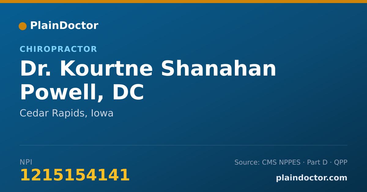 Shareable card for Kourtne Shanahan Powell, DC - Chiropractor, Cedar Rapids, IA
