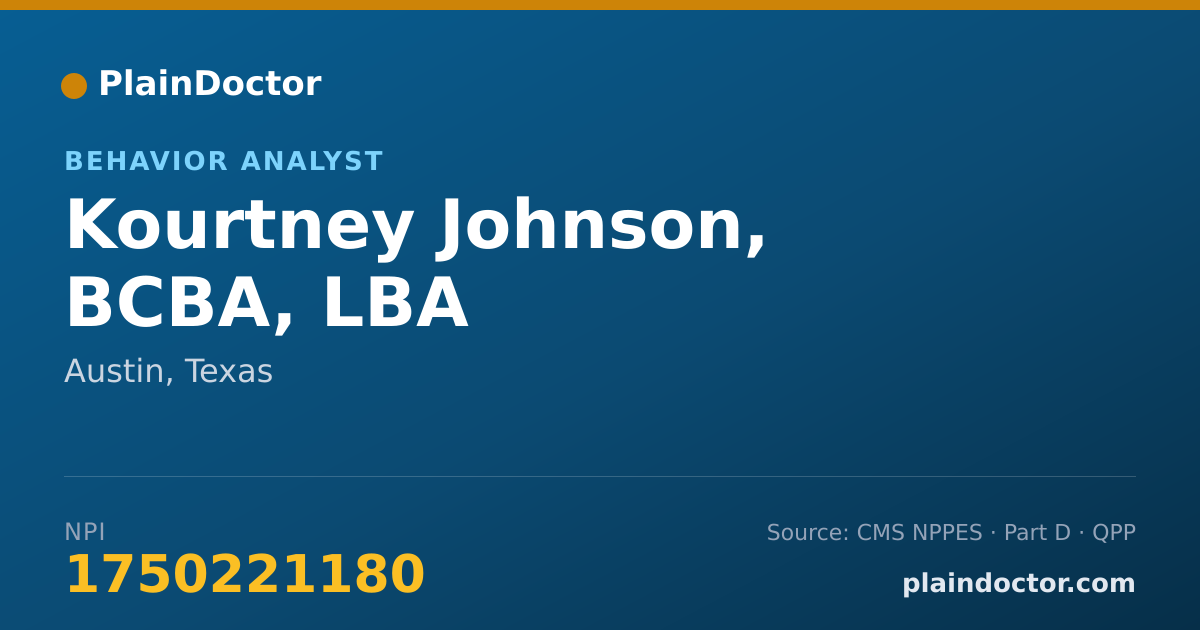 Shareable card for Kourtney Johnson, BCBA, LBA - Behavior Analyst, Austin, TX