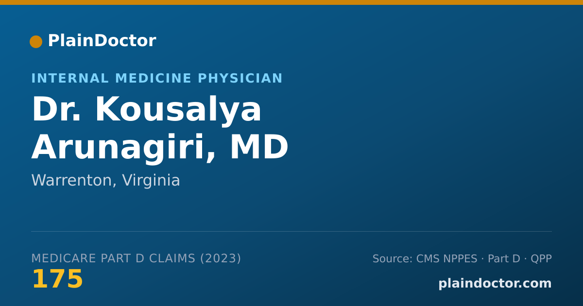 Shareable card for Kousalya Arunagiri, MD - Internal Medicine Physician, Warrenton, VA