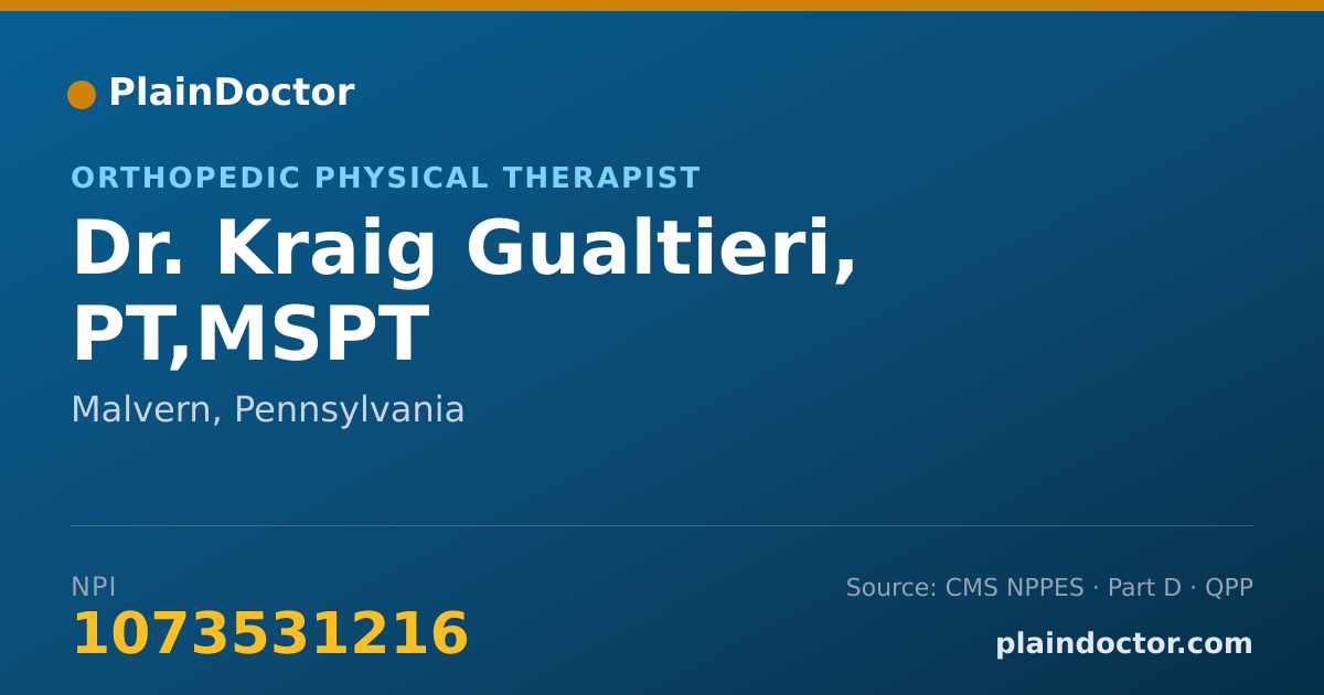 Shareable card for Kraig Gualtieri, PT,MSPT - Orthopedic Physical Therapist, Malvern, PA