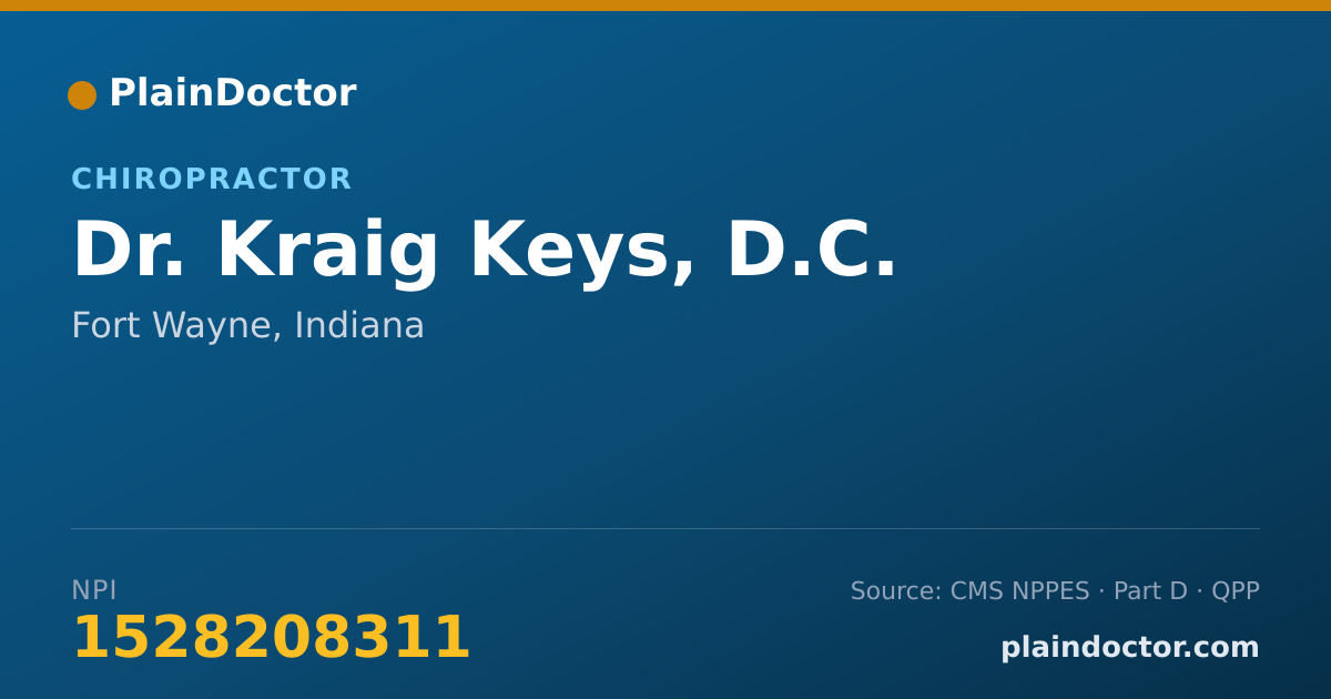 Shareable card for Kraig Keys, D.C. - Chiropractor, Fort Wayne, IN