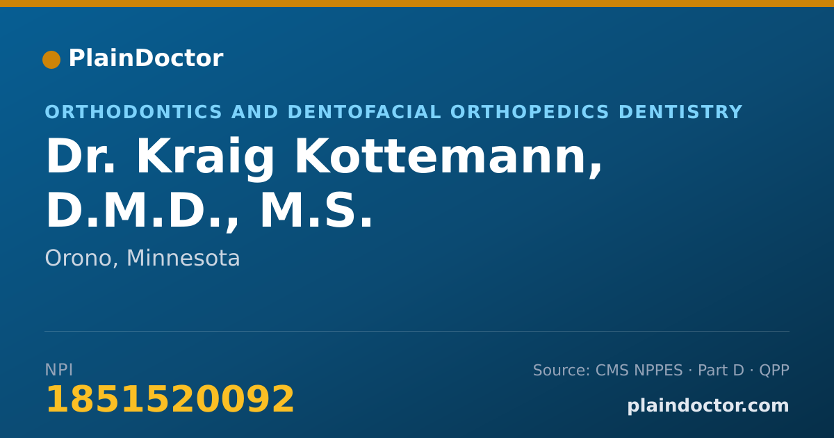 Shareable card for Kraig Kottemann, D.M.D.,  M.S. - Orthodontics and Dentofacial Orthopedics Dentistry, Orono, MN