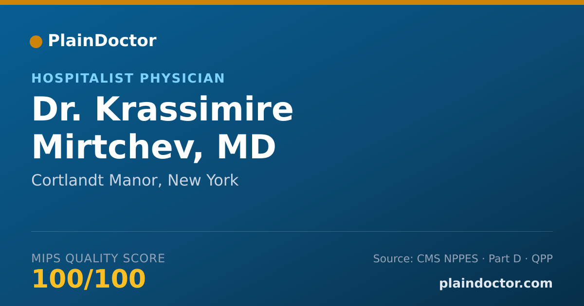 Shareable card for Krassimire Mirtchev, MD - Hospitalist Physician, Cortlandt Manor, NY