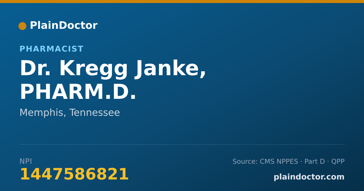 Shareable card for Kregg Janke, PHARM.D. - Pharmacist, Memphis, TN