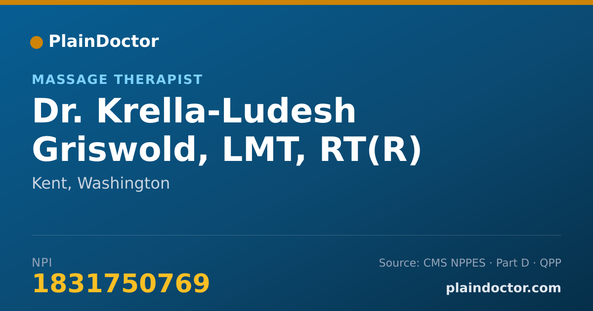 Shareable card for Krella-Ludesh Griswold, LMT, RT(R) - Massage Therapist, Kent, WA