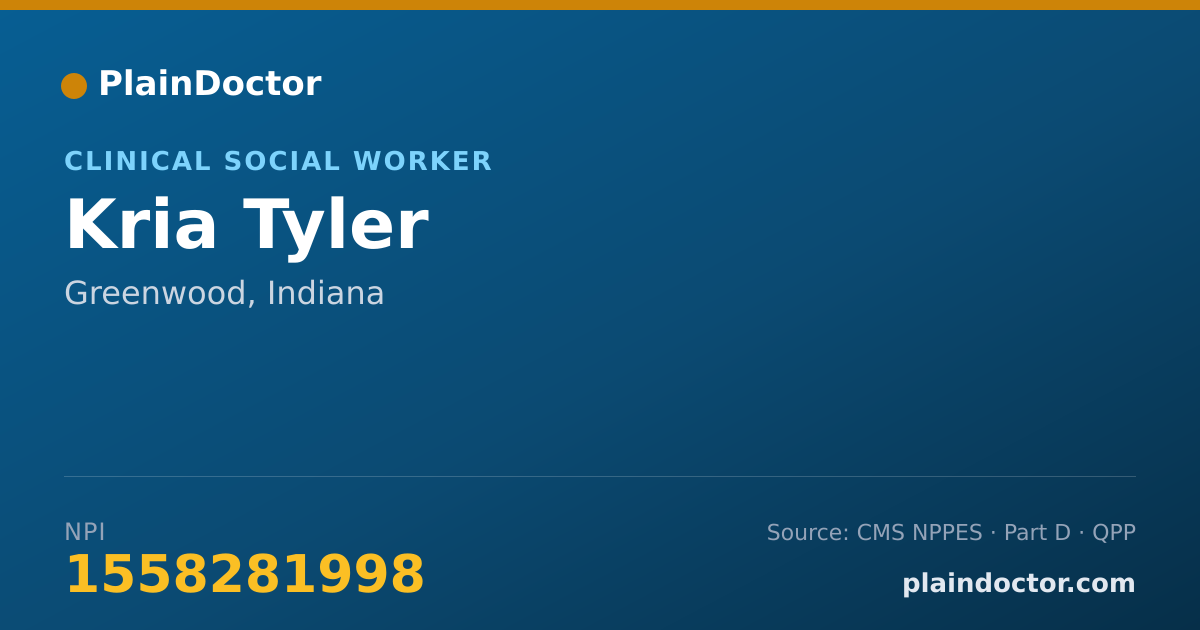 Shareable card for Kria Tyler - Clinical Social Worker, Greenwood, IN