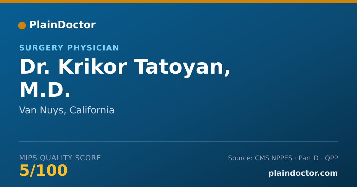 Shareable card for Krikor Tatoyan, M.D. - Surgery Physician, Van Nuys, CA