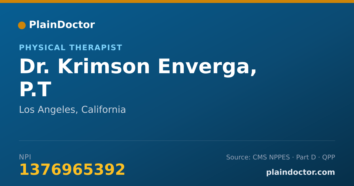 Shareable card for Krimson Enverga, P.T - Physical Therapist, Los Angeles, CA