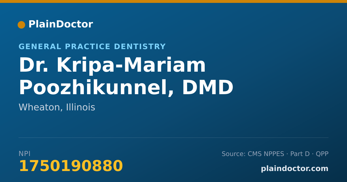 Shareable card for Kripa-Mariam Poozhikunnel, DMD - General Practice Dentistry, Wheaton, IL
