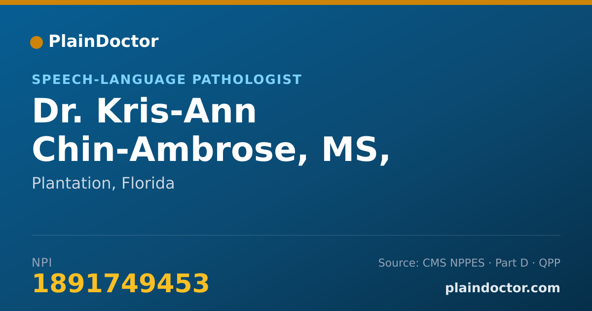 Shareable card for Kris-Ann Chin-Ambrose, MS, CCC-SLP - Speech-Language Pathologist, Plantation, FL