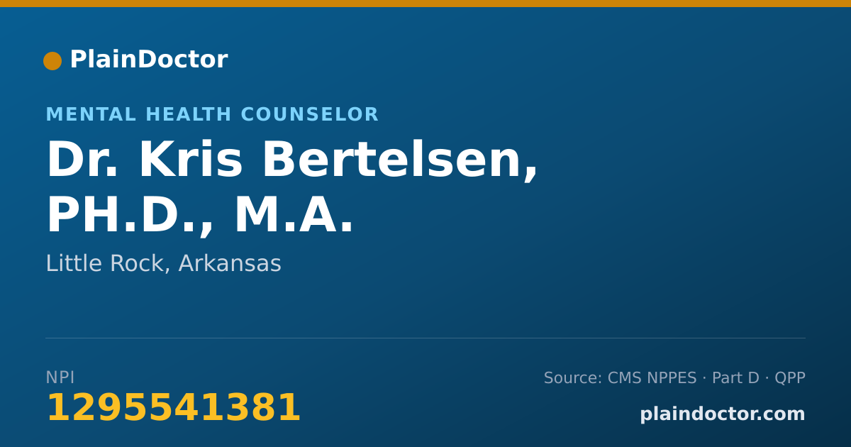 Shareable card for Kris Bertelsen, PH.D., M.A. - Mental Health Counselor, Little Rock, AR